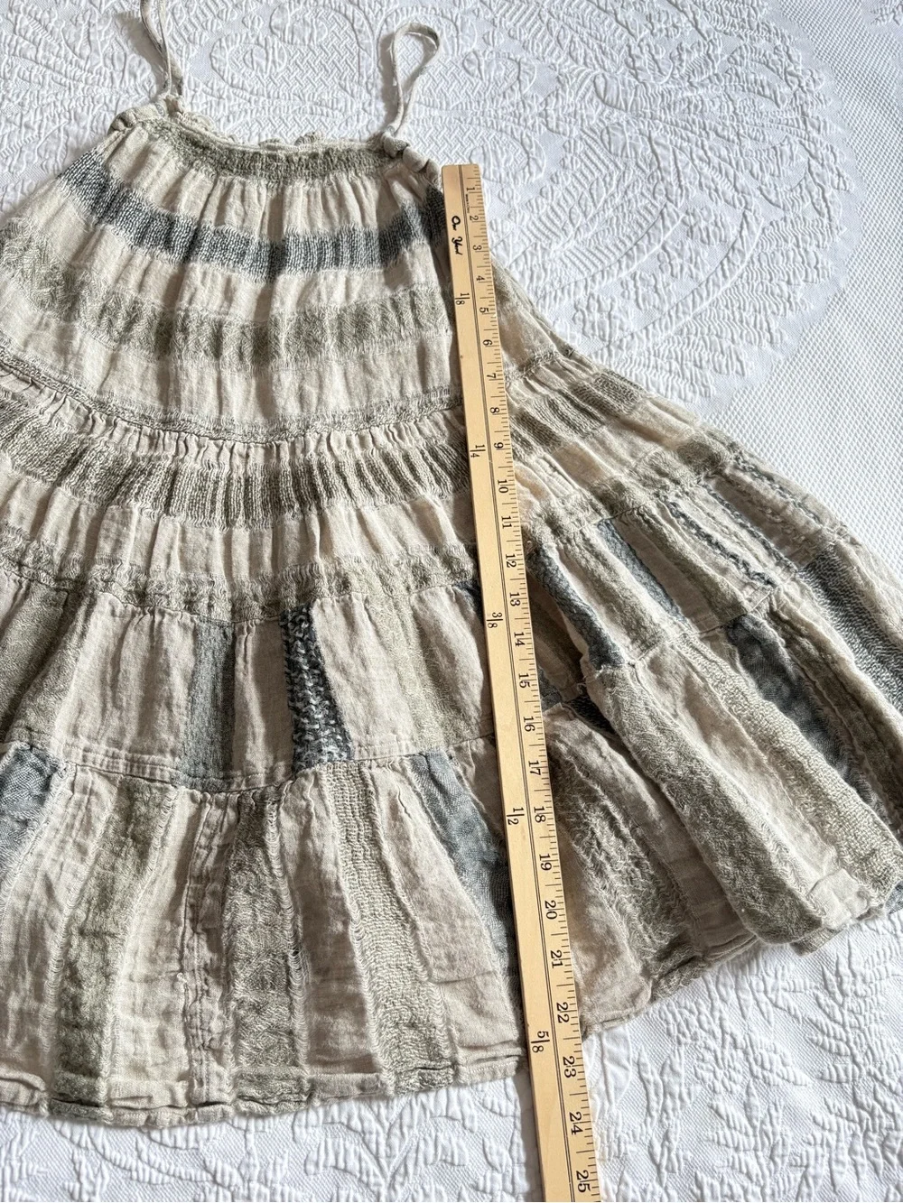 La Bottega di Brunello girls flax linen dress striped artsy woven size 5 Italy